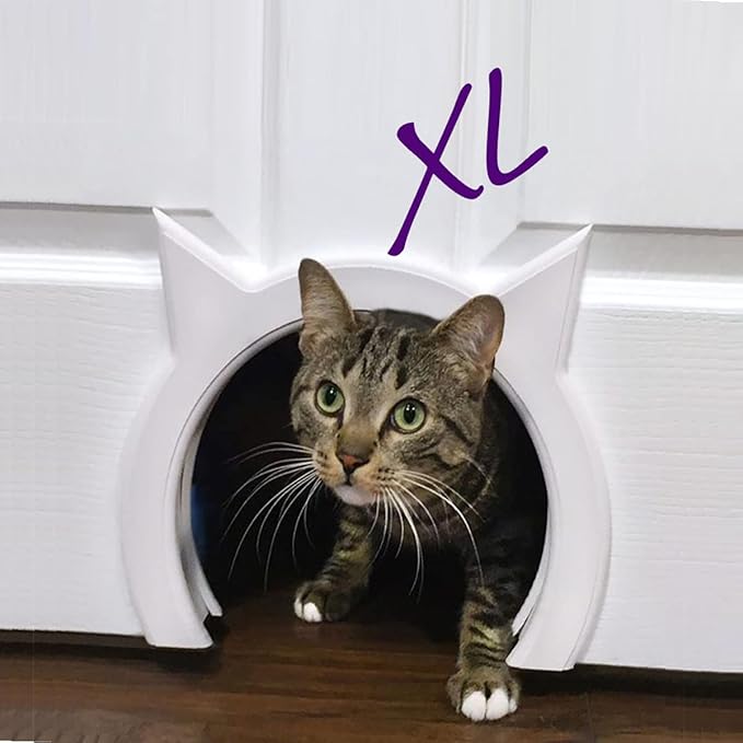 The Kitty Pass XL Cat Door for Interior Door - Cat Hole Kitty Door for Hidden Litter Box - Pet Door for Cats up to 30 lbs - Semi Gloss White Extra Large Cat Door Interior Door