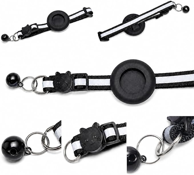 AirTag Cat Collar with AirTag Holder, Breakaway Reflective Cat Tracker Collar with Bell by AmazeGoods