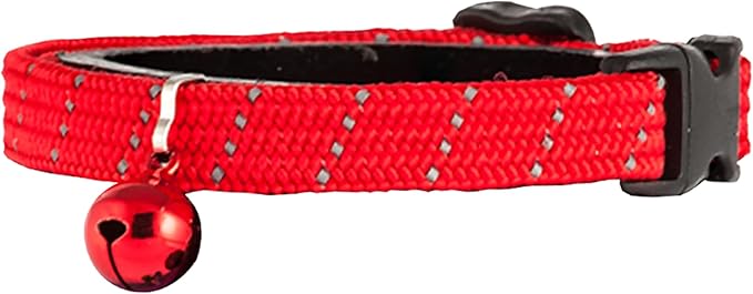 BirdsBeSafe® Break Away Cat Collar with Bell, Reflective Thread for Night Visibility, Comfortable Elastic Stretch Cat Collar to Protect Cat from Getting Stuck in the Garden.