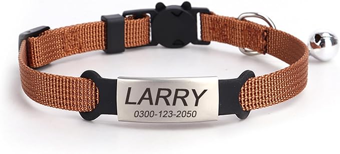 Personalized Kitten Cat Collar with Safe Breakaway Quick Release Buckle Bell ID Tag Custom Name and Phone Number for Boy Girl Cats