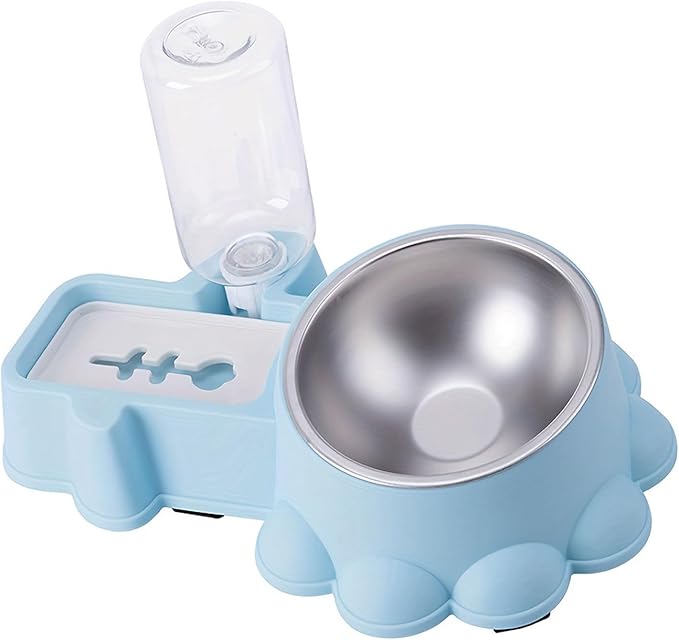 Dog Feeding Double Bowl Elevated Cats Food for Cats Dog with Automatic Water Bottle Pet Dry Food Watering Supply NonSpill Cats Dog Bowl