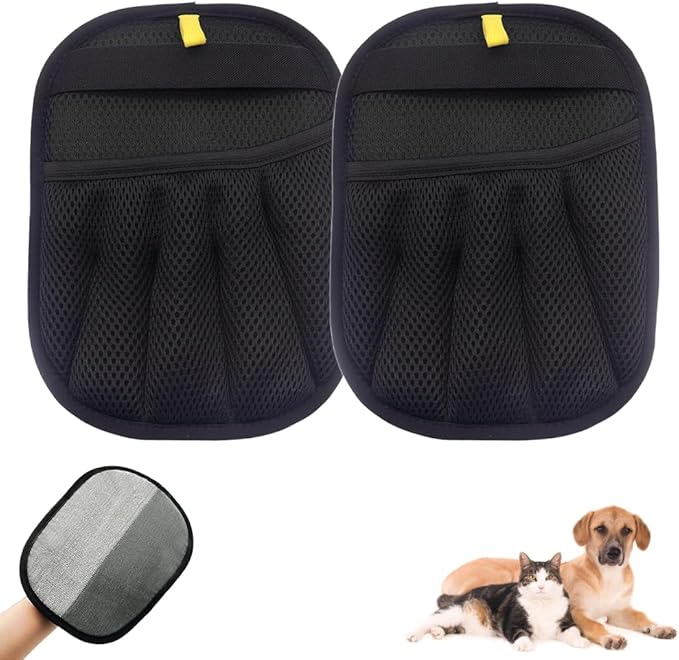 2Pcs Pet Hair Removal Gloves for Cats and Dogs, 2026 New Electrostatic Hair Remover Glove for Cat Dog, Washable Reusable Magic Brush Pet Hair for Couch, Furniture, Laundry (2PCS)