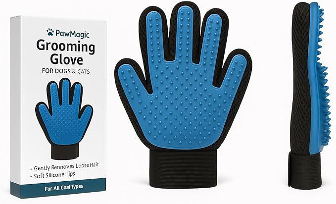 Grooming Glove for Dogs & Cats – Hair Remover & Massage Mitt