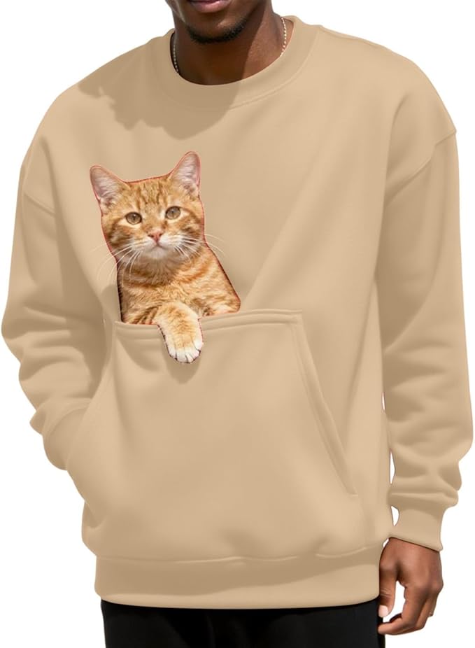 Pet Pouch Sweatshirt Men Kangaroo Pocket Pullover Puppy Cat Care Shirt Dog Carrier Top Animal Holder Crewneck Unisex