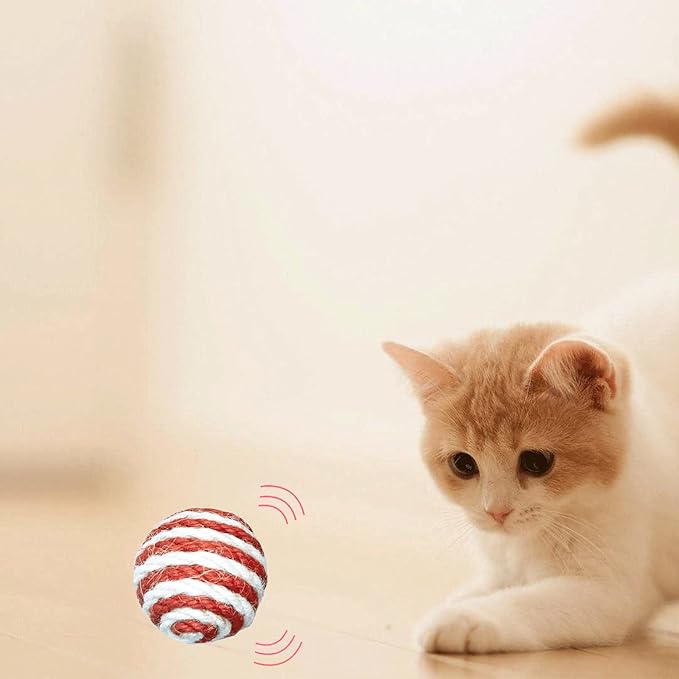 6Pcs Cat Sisal Balls Toy Set - Sisal Rattle Balls with Woven Wool for Indoor Cats (Random Color)
