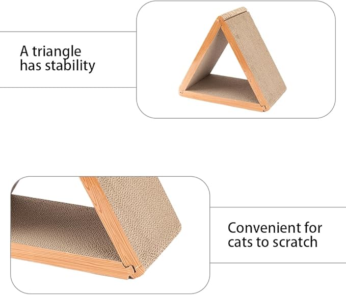 3 Pack Cardboard Cat Scratcher Pad, 6-Sided Buildable Triangle Cat House, Durable Scratching Board Furniture Protector for Indoor Cats