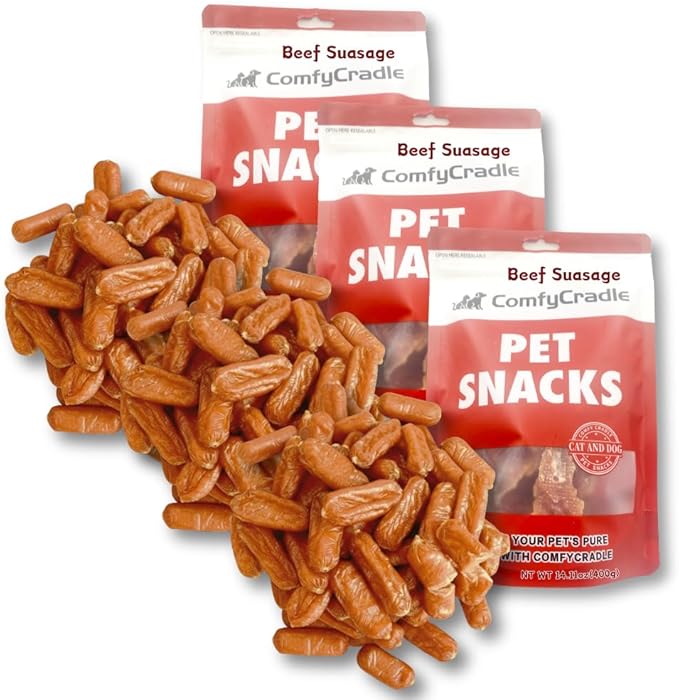 All-Natural Dog Treats, Hearty Beef Sausage Links for a Healthy Snack, A Grain-Free and High-Protein Choice for Your Best Friend,3 Pack x 14.11 Ounce(Pack of 3)
