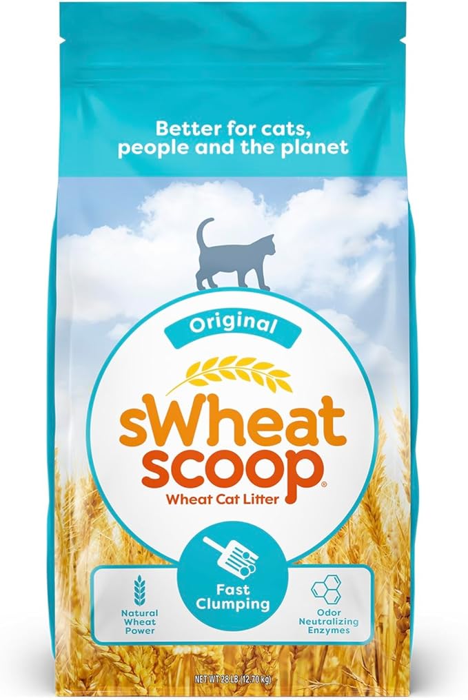 sWheat Scoop Natural Wheat Cat Litter, Original, Fast Clumping with Odor Neutralizing Enzymes, 28 Pound Bag
