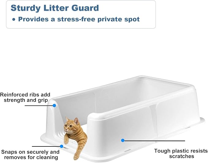 2 Pack Stainless Steel Cat Litter Box with Lid - XL Extra Large Enclosed Metal Litter Pan for Big Cats, High Sided Non-Stick Odor Resistant Anti-Urine Leakage, Easy Clean with Scoop & Mat, White