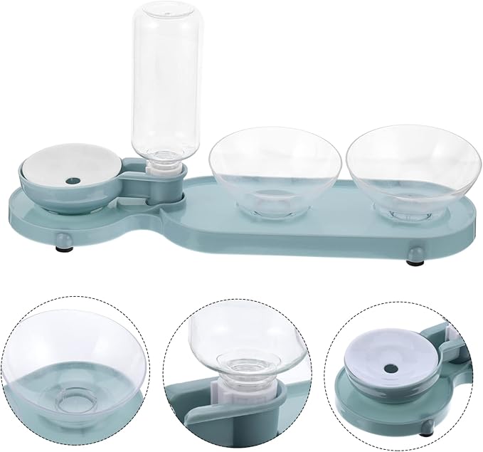 Totority Pet Feeder Double Tilt Bowls and Automatic Water Dispenser for Cats Cat Water Bottle Easy to Clean Portable and Lightweight Design