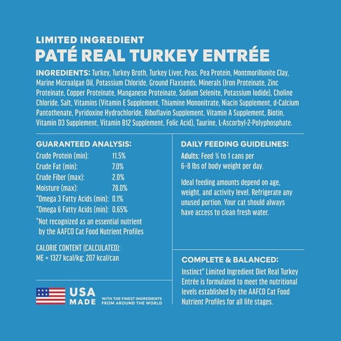 Instinct Limited Ingredient Diet, Natural Wet Cat Food, Grain Free Recipe - Real Turkey, 5.5 Ounce (Pack of 12)