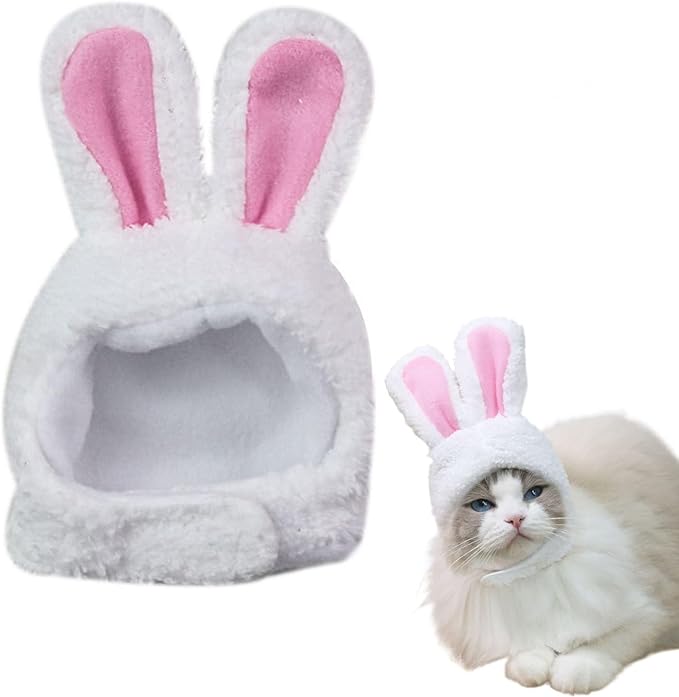Rabbit Hat Headwear with Ears Pet Hat Halloween Party Costume Accessories for Cats & Small Dogs