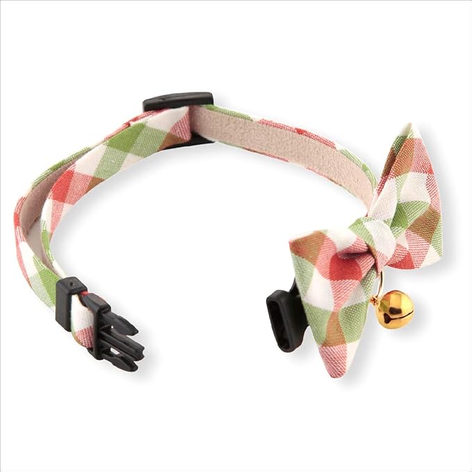 Purrfect Picnic Bow Tie Cat Collar (Red) with Bell Safety Breakaway Soft Lightweight for Cats Kitty Kitten Japanese Stylish Pattern, No.1 Seller in Japan