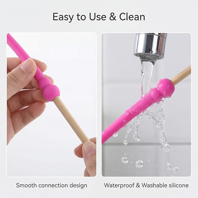 Larrel Silicone Cat Toys Wand, 3 Pcs Cute Colorful Cat Teaser Wand, Lightweight Silicone Cats Wands Toy for Indoor Cats Kittens Chase Exercise