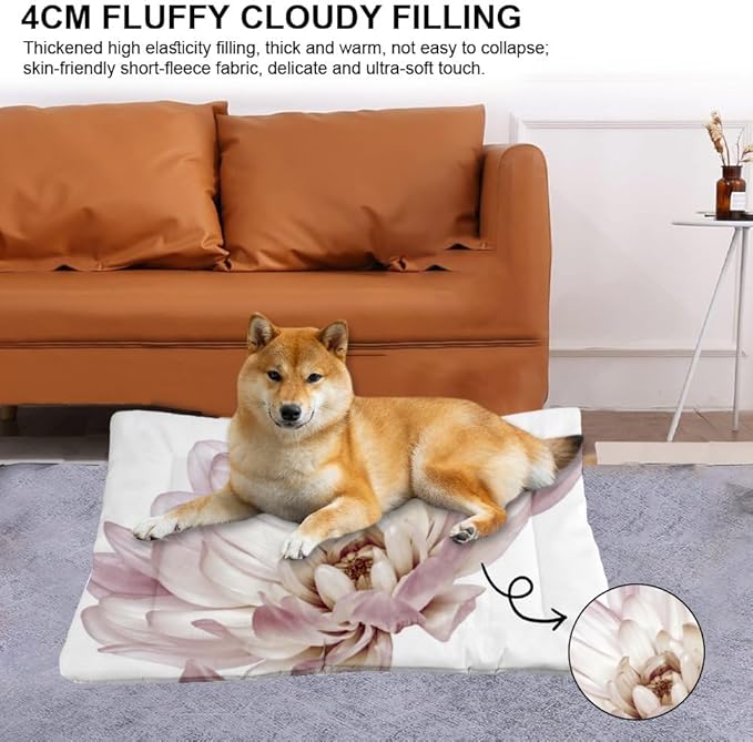Light Purple Chrysanthemums Dogs Bed Cat Calming Beds Backseat Dog Bed Beautiful Fresh Blooms Cozy Non- Slip Bottom Furniture for Dogs Multi- Scenario, Multi- Model Cat Beds Gift Printed Pet