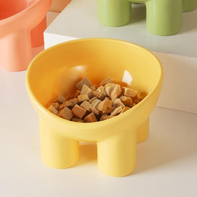 Cat Food Bowl, Cat Bowl, Hassle Food Bowl, Non Bowl for Food and Water, Yellow