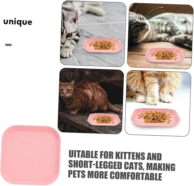 Beaupretty 8pcs Shallow Square Cat Bowls Kitten Food Dishes Set Small Size Multi-Color for Indoor Feeding and Watering