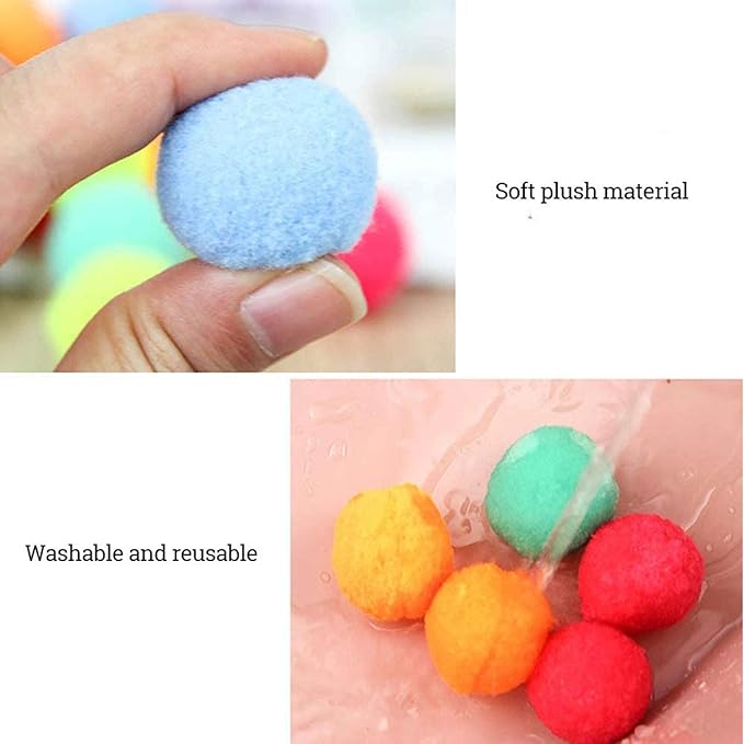 VOVIGGOL 30Pcs 1.3 Inch Cat Toy Balls Soft Kitten Pompom Toys Indoor Cats Interactive Playing Quiet Ball Cats Favorite Toy, Cat Pom Pom Balls for Craft DIY Creative Crafts Decorations (Assorted Color)