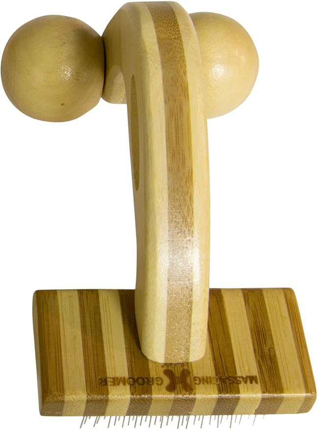 Hugs Pet Products Bamboo Massaging Slicker Brush for Pets, Small