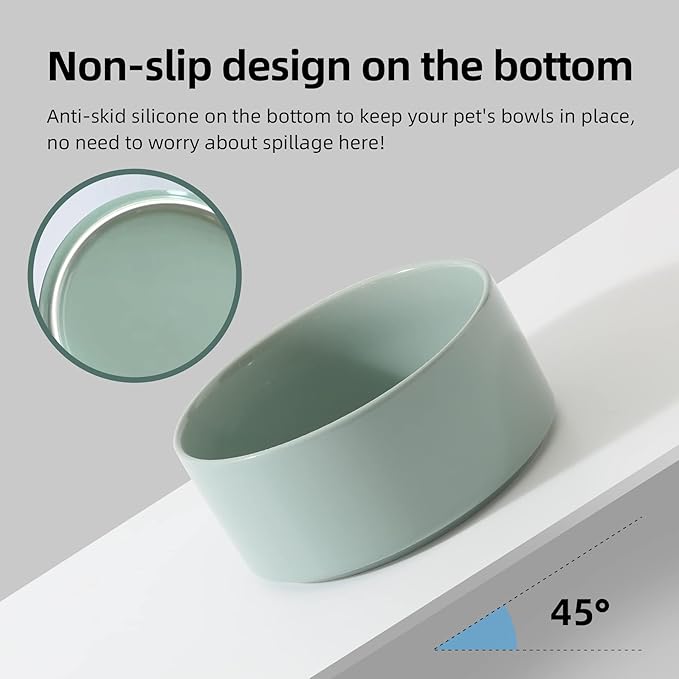 Havniva Cat Bowls Water Bowl Set of Two, 5.1” Ceramic Cat Food and Water Bowl Whisker Friendly Pet Food Bowls for Indoor Cats, Wide Cat Water Dish Prevent Whisker Fatigue Non Slip Cat Feeder