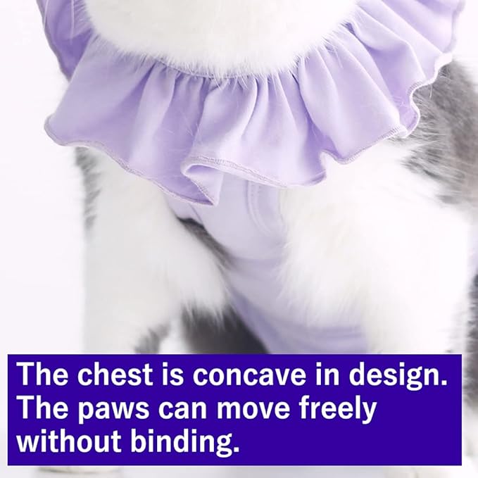 Cat Recovery Suit for Abdominal Wounds and Skin Diseases, Breathable Surgical Recovery Shirt After Surgery Wear Anti Licking Wounds,E-Collar Alternative for Cats Pet Kitten(RSC01-grey-l)