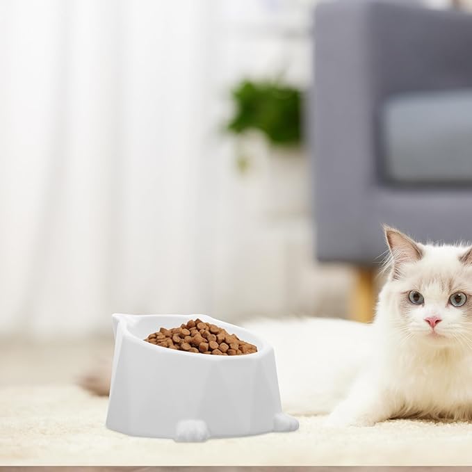 BESPORTBLE Ceramic Elevated Cat Bowl with Anti-Spill Design Wear-Resistant Raised Pet Feeding Bowl for Cats and Small Dogs for Daily Use