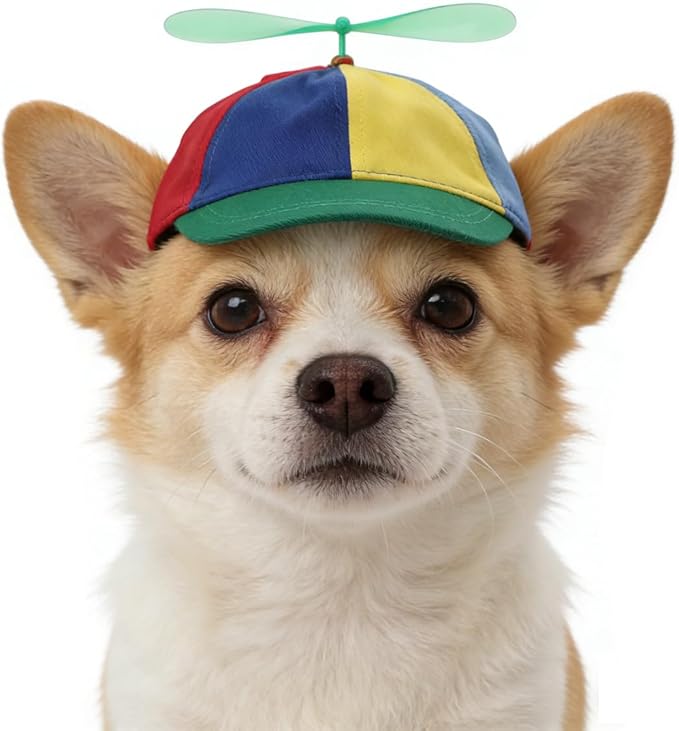Pet Propeller Hat Cat Dog Colorful Pet Sun Protection Adjustable Baseball Cap Rainbow Pet Spinner Hat Funny Puppy Kitty Baseball Cap
