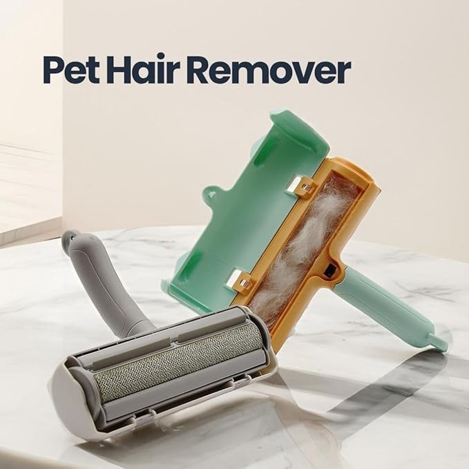Pet Hair Remover Roller, Reusable Pet Hair Removal Brush for Dogs and Cats, Self Clean Fur from Couch, Bed, Rugs, Laundry and Clothes, Green