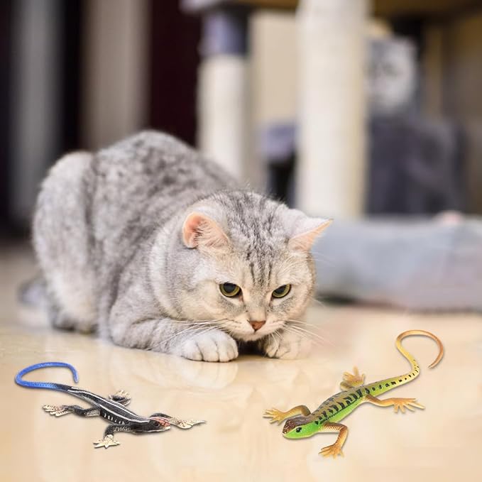 MiOYOOW Cat Funny Toy, 4PCS Lizards Shape Cat Chew Toy Kitten Interactive Toys for Indoor Cats Kittens Halloween Christmas