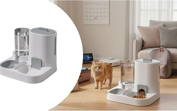 Automatic Pet Feeder and Water Dispenser for Cats and Dogs with Large Capacity Food Water Station
