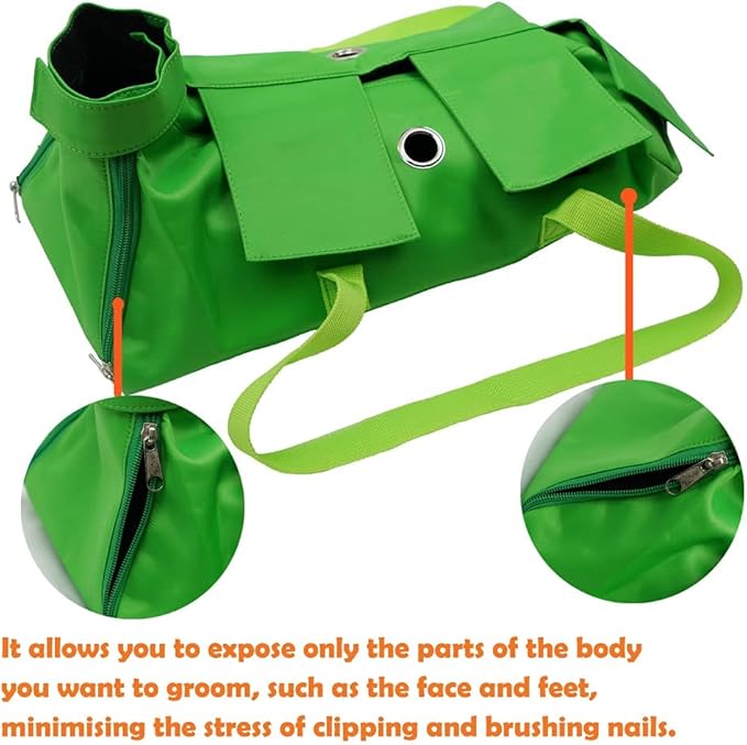 Cat’s Restraint Bag for Claw Care Nail Trimming Anti-Scratching Grooming Bag for Cats Medical Examination(Green-m)