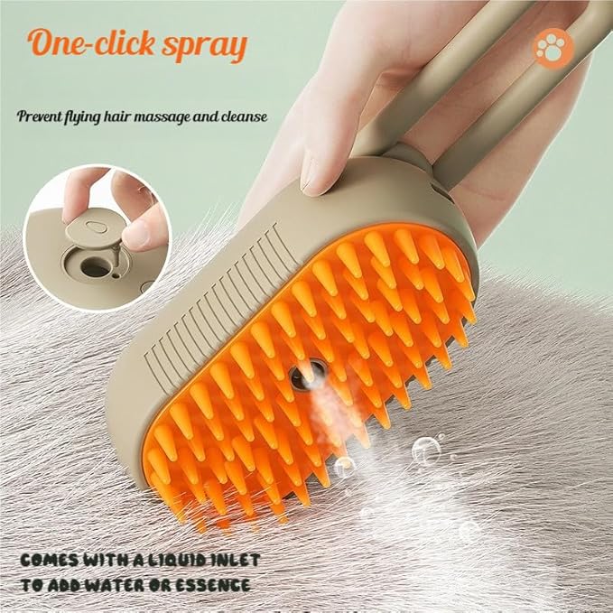 360° Rotating Cat Brush for Hair Removal and Grooming - Non-Slip ABSPet Hair Brush with Ergonomic Handle, Gentle Brushes for Cats, Dog & Small Animals (Khaki)