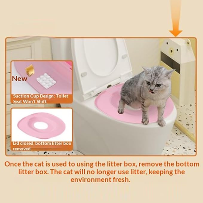 Cat Toilet Training Kit | Removable Potty Seat - Toilet Litter Box Trainer - for Indoor Home Apartment Bathroom Basement Pet Shop
