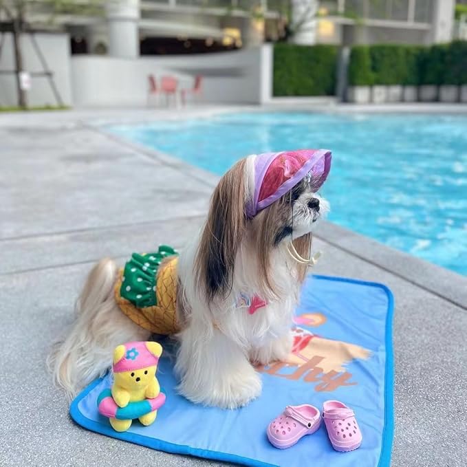 Funny Dog Swimwear Bikini Summer Dog Clothes Beach Swimsuit Puppy Bathing Suit Puppy Vest Cooling Pet Shirt for Small Dogs, Cat Apparel (X-Large, Yellow Pineapple)