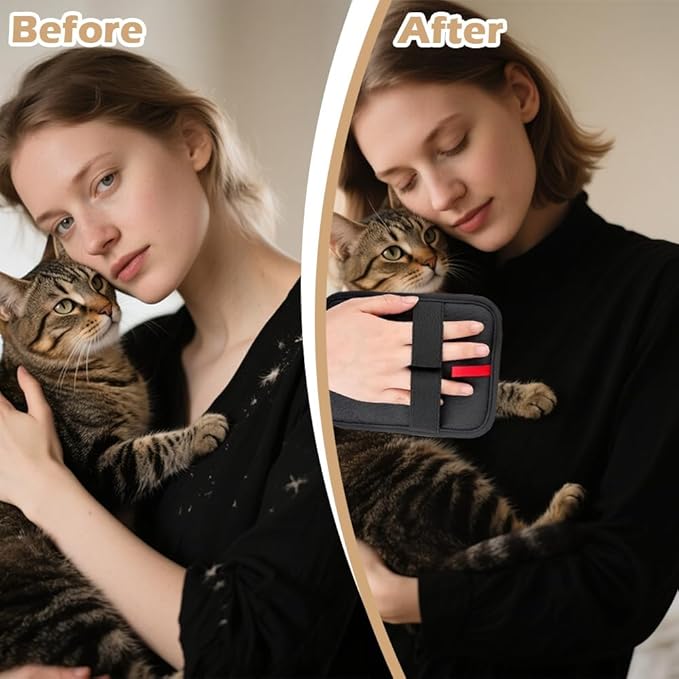 2 PCS Pet Hair Removal Glove Electrostatic Pet Hair Remover Reusable Animal Fur Removal Tool Cat & Dog Grooming Gloves Brush for Couch Carpet Curtain Furniture Laundry