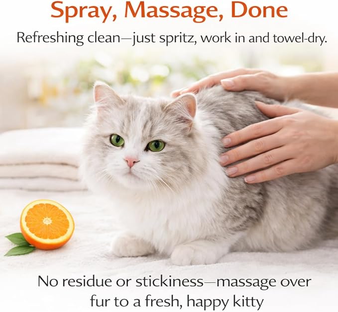 Warren London Cat Dry Shampoo Spray – 8 oz No-Rinse Waterless Cleaner with Neem & Coconut | Mild Citrus Odor Control, Dander & Itch Relief | Quick On-The-Go Grooming | Soap-Free, Made in USA