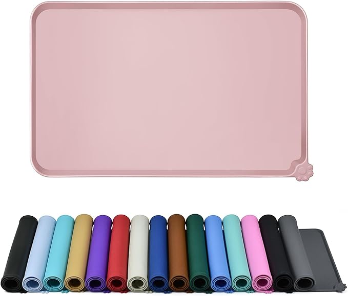 Reopet Waterproof Pet Feeding Mat, Non-Slip Silicone Placemats for Dog Cat Food and Water Bowl, High Raised Edges to Prevent Spills and Protect Floors
