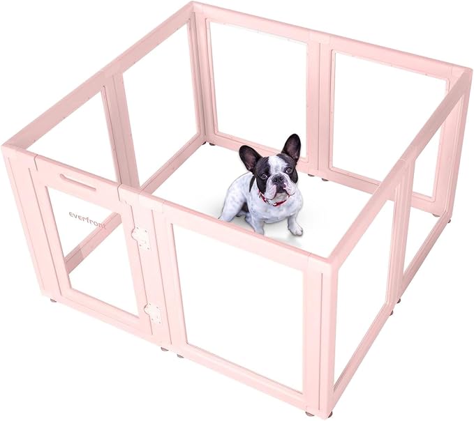 EVERFRONT Clear Acrylic Dog Playpen - Clear Dog Play Pen - Easy Assemble Acrylic Dog Playpen - Puppy Playpen, Cat Playpen, Small Animal Playpen, Dog Play Pen Indoors