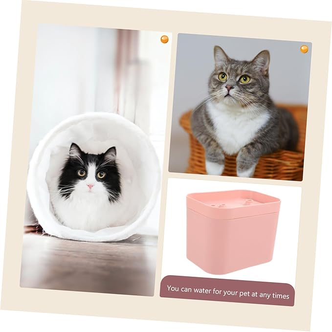 Yardwe Automatic Cat Water Fountain with Flower Shaped Outlet Mute Pump and Modern Design Pink Circulation Water Dispenser for Dogs and Cats Easy to Clean and Portable