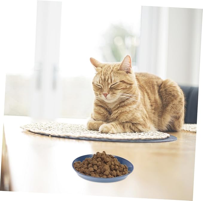 SHINEOFI 8pcs Cat Food Dish Set Shallow Wide Bowls, Round Sturdy Plastic Pet Feeding Plates for Wet and Dry Food, Mixed Colors, Suitable for Multi-cat Feeding and Watering Random Style