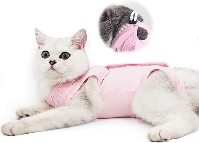 Yeapeeto Cat Professional Recovery Suit for Abdominal Wounds and Skin Diseases, E-Collar Alternative for Cats and Dogs, After Surgey Wear Anti Licking, Recommended by Vets（Pink,S