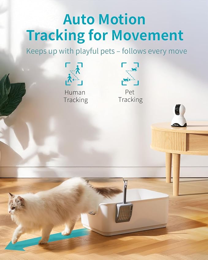 VIMTAG 4K UHD Pan/Tilt Cameras for Home Security, Wired Indoor Camera for Pet/Dog/Cat/Baby/Nanny with Phone App, Motion Tracking, Night Vision, 2-Way Audio, AI Detection, 5G/2.4G WiFi, Works w/Alexa