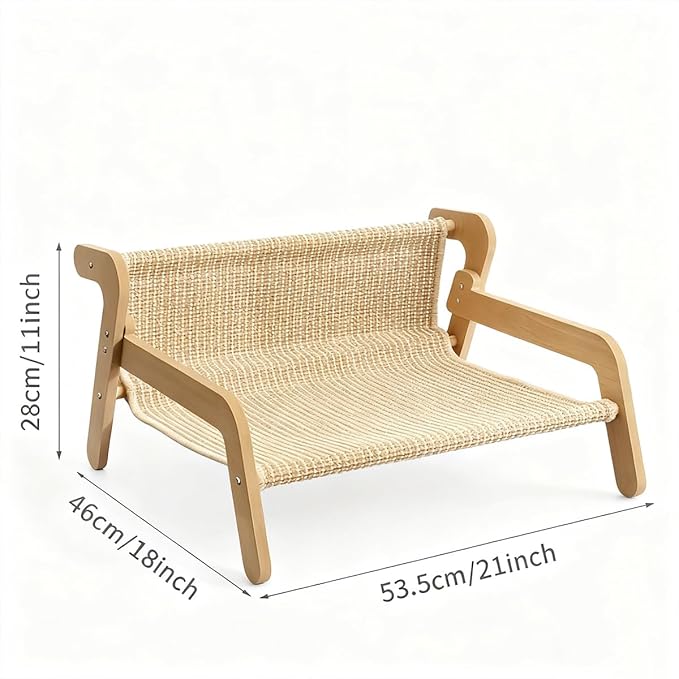 Sisal Cat Scratcher Bed for Indoor Cats,Upgrade New Sisal Cat Chair,2-in-1 Cat Scratching Board & Rest Chair, Includes Cat Brush, Linen Fabric, Pet Furniture Designed for Cats