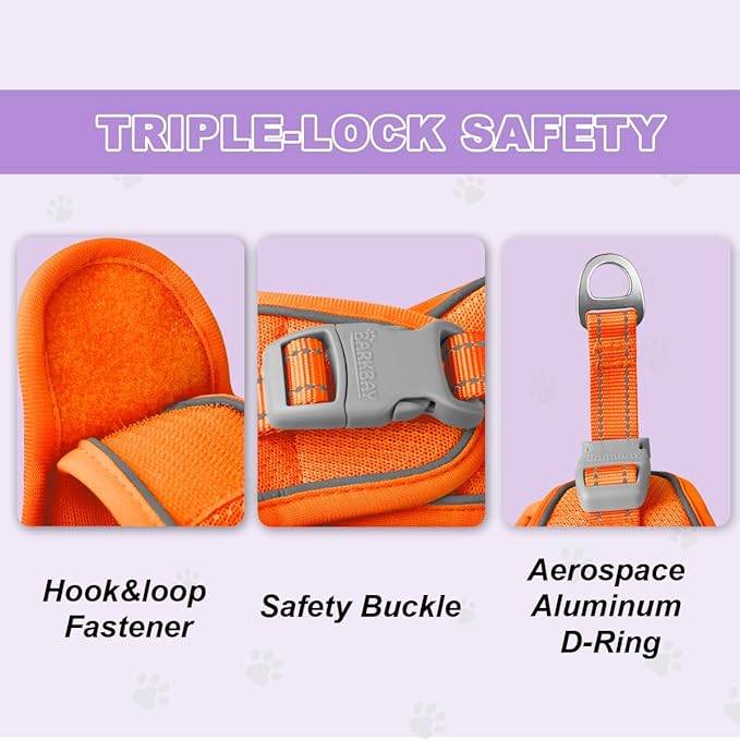 Cat Harness and Leash Set,Escape Proof Kitten Harness,Step in Adjustable Soft Lightweight,Easy Control,Reflective Strips Comfortable for Walking Travel(Orange,XS)