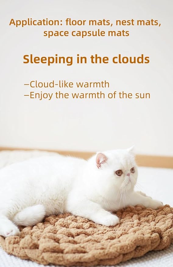 Hand-Woven Cat Mattress Nest Space Capsule Stepping Milk Round Cushion Pet Warm Pad Sleeping Four Seasons Indoor Pet Cat Climbing Frame Mat Enlarged Thickened (Gray, 40CM)