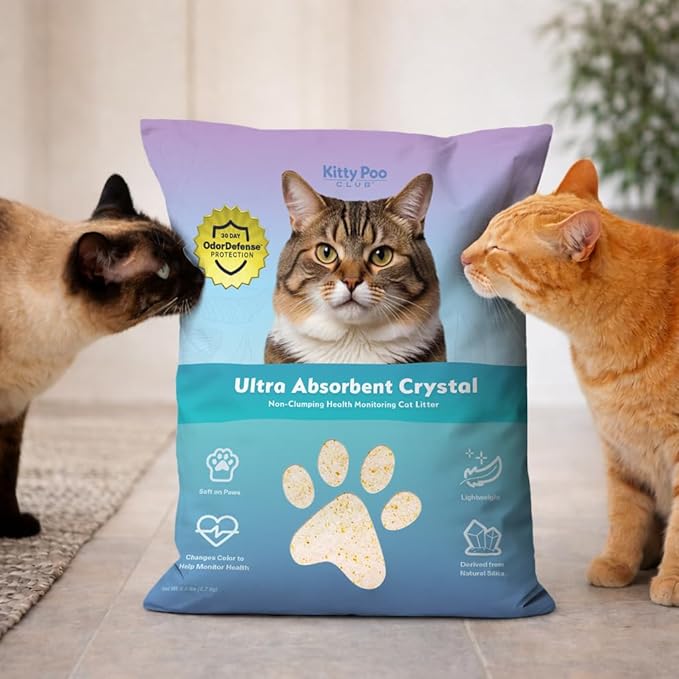Kitty Poo Club Health Monitoring Cat Litter – Color-Changing Crystals Detect Urinary Issues, Low Dust, Fast Absorption, Odor Control