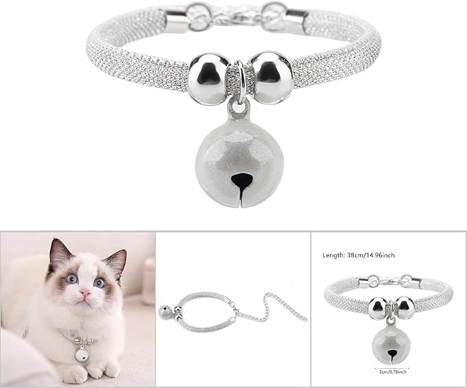 Cat Breakaway Nylon Collar, Adjustable Cat Collar with Bell, Safety Collar for Cats(White)
