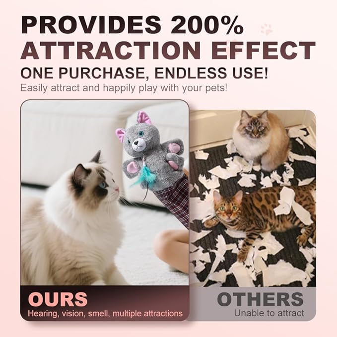 oyeftp Cat Toys, Cat Wrestling Glove, Cat Wrestling Puppet, Hand Puppets with Tough Padding for Safe and Fun Interactive Toys for Cats and Dogs
