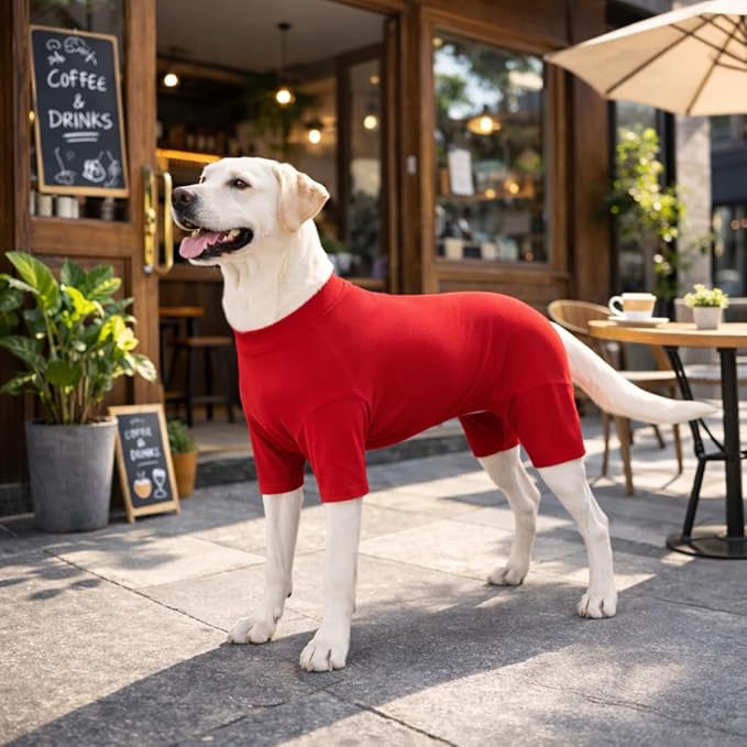 Lovelonglong Dog Full Bodysuit – Stretchy Yoga Fabric 4-Leg Dog Pajamas, Breathable & Lightweight Dog Onesie for Indoor & Outdoor, Shedding Control & Travel Wear