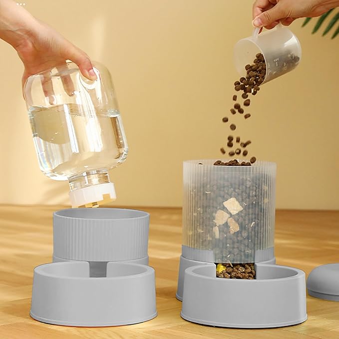 Automatic Cat Feeder and Cat Water Dispenser,Automatic Feeder and Water Dispenser 1 Gallon for Small Medium Big Dog Pets Puppy Kitten